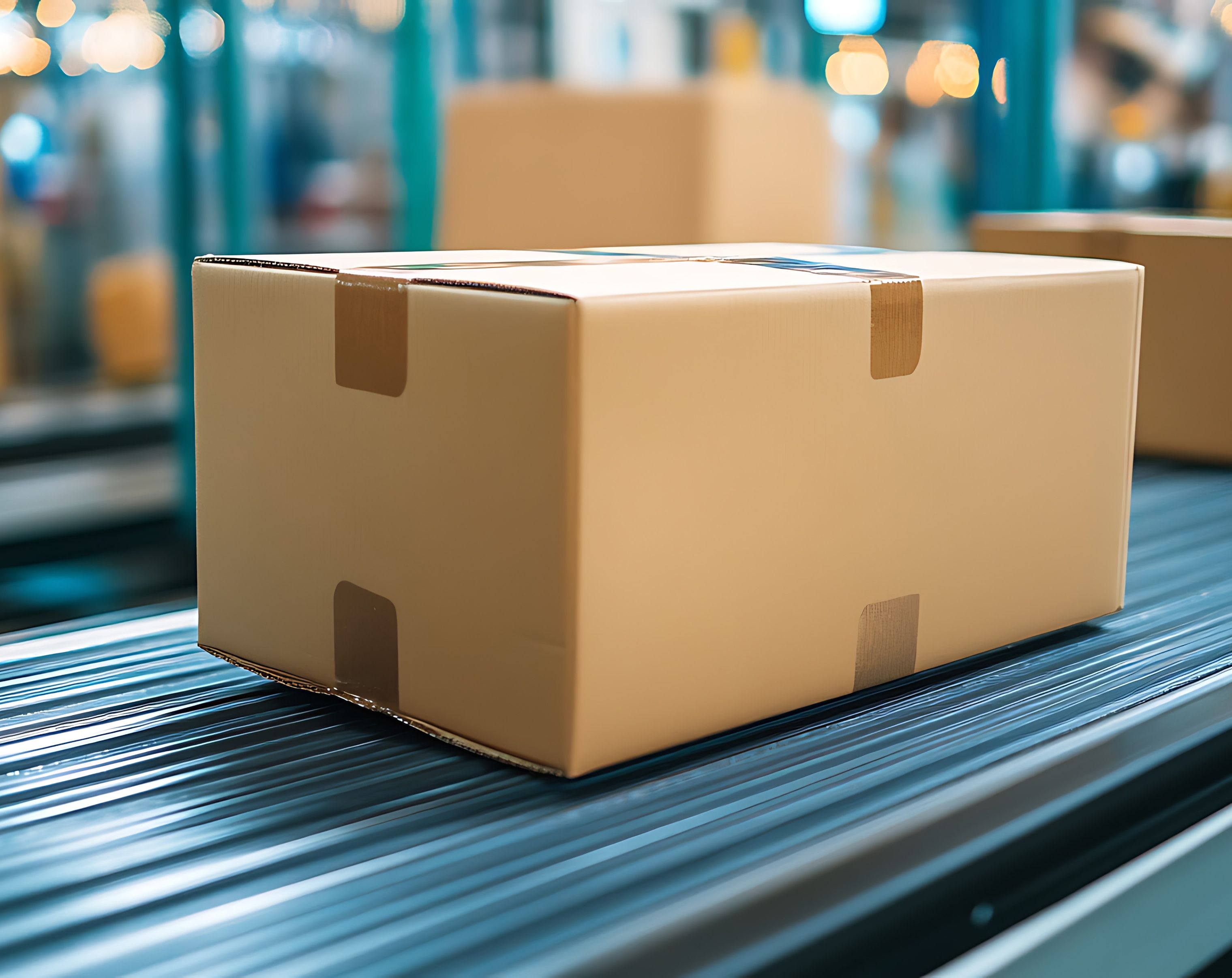 box on a conveyer belt