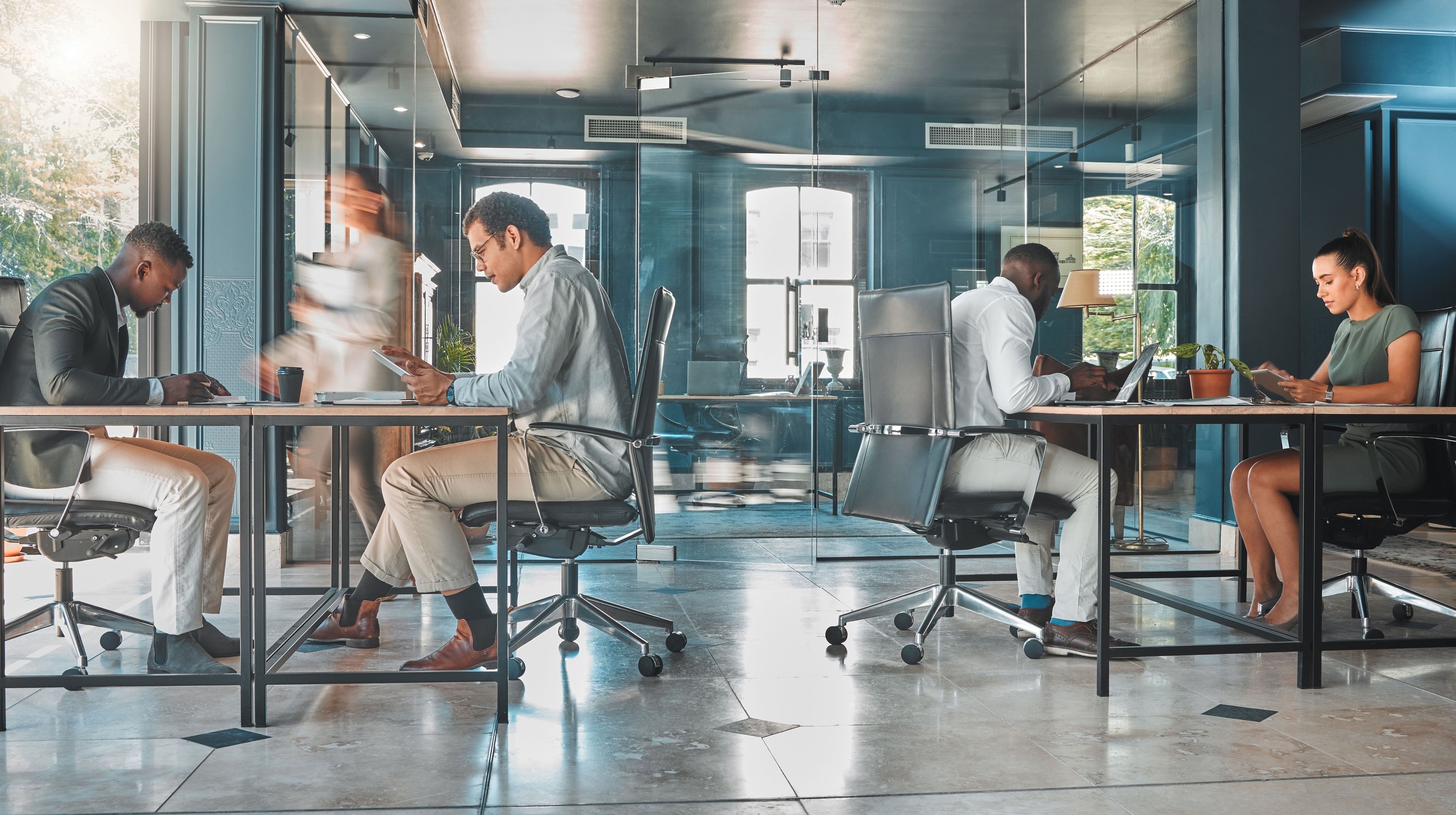 People working in an office together