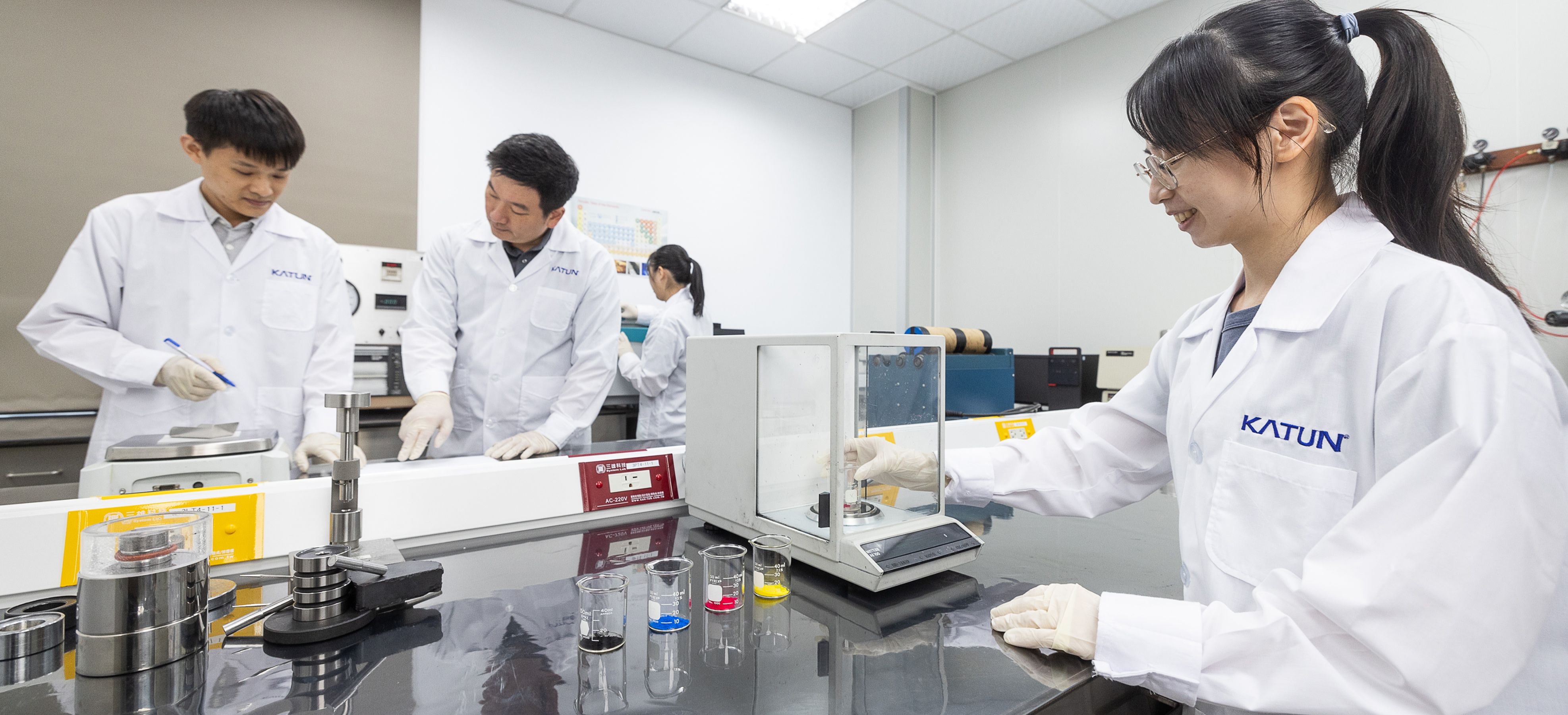 Katun Innovation Hub team running tests on toner and ink