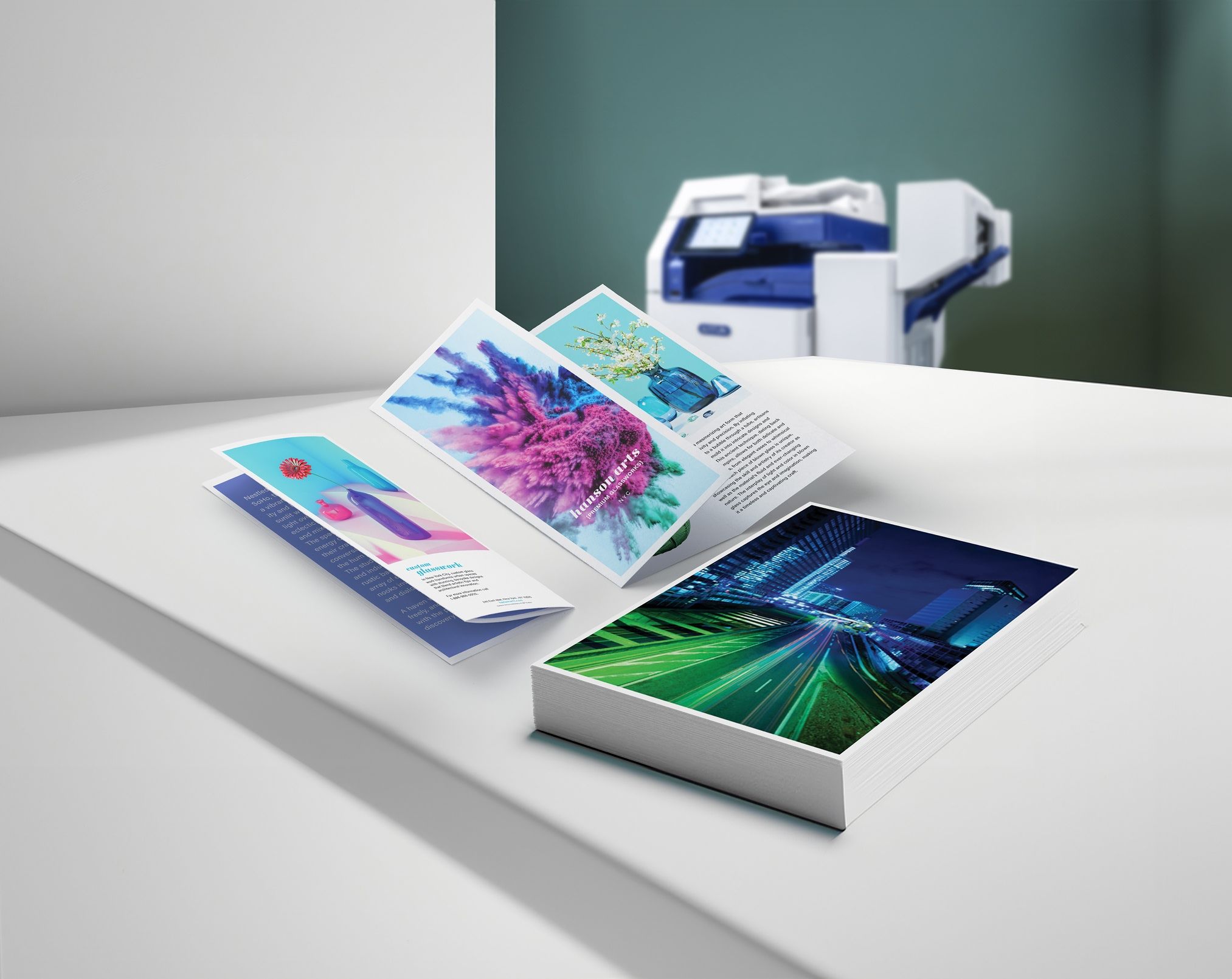 hi-def brochure printed with an Arivia MFP