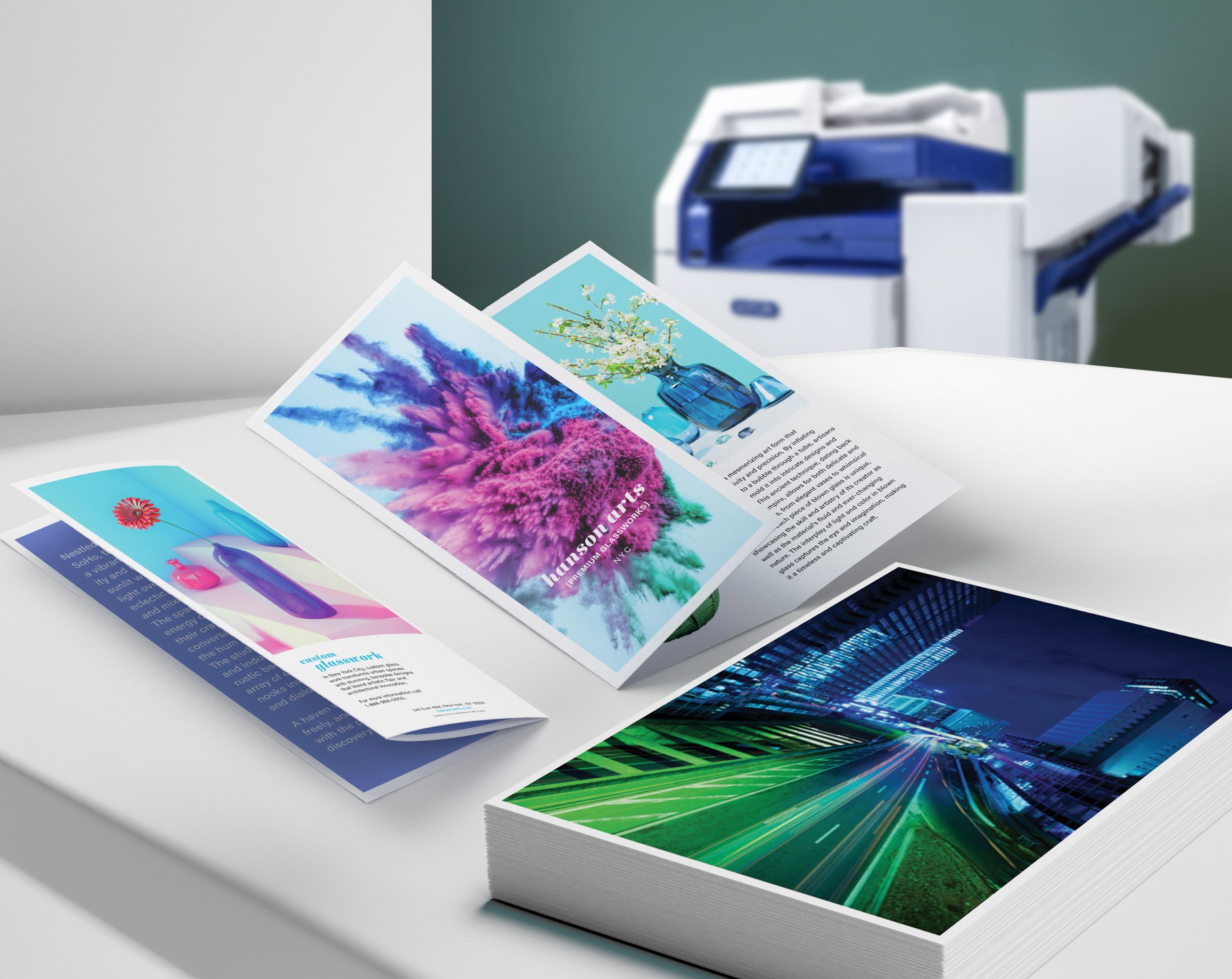hi-def brochure printed with an Arivia MFP